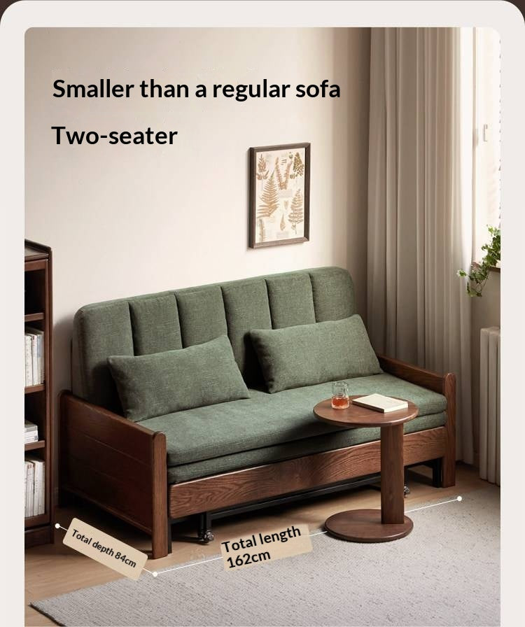 Oak, Ash Solid Wood Sleeper Sofa with Solid Wood Frame and Reclining Backrest