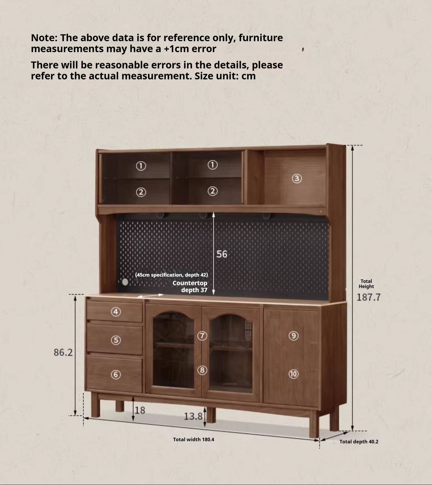 Black Walnut Solid Wood Retro Buffet Cabinet, Sideboard