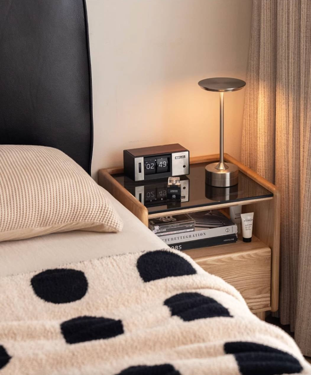Black walnut, Ash, Cherry, Poplar, Solid Rubberwood Modern Nightstand.