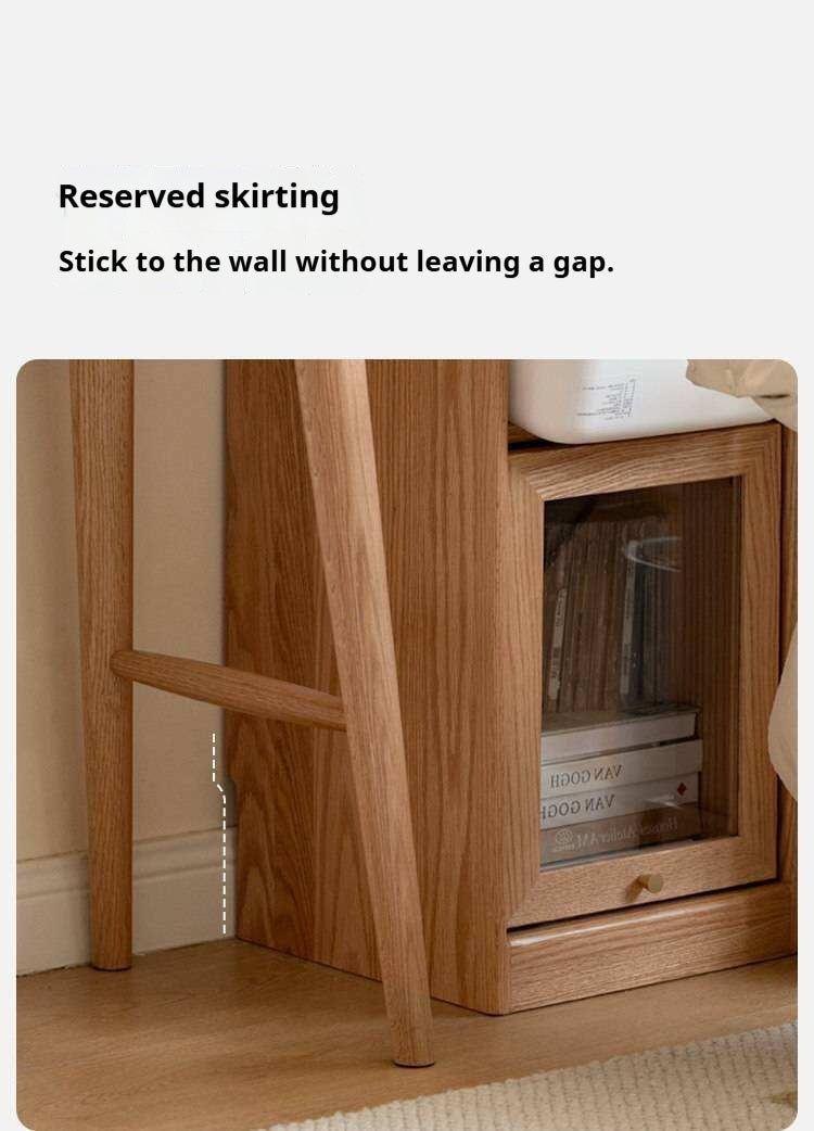 Oak Solid Wood Bookcase Corner Glass Flip Door