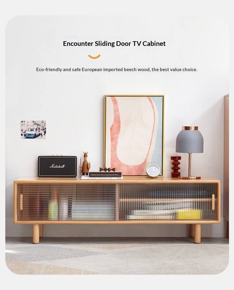 Beech Solid Wood TV Storage Cabinet.