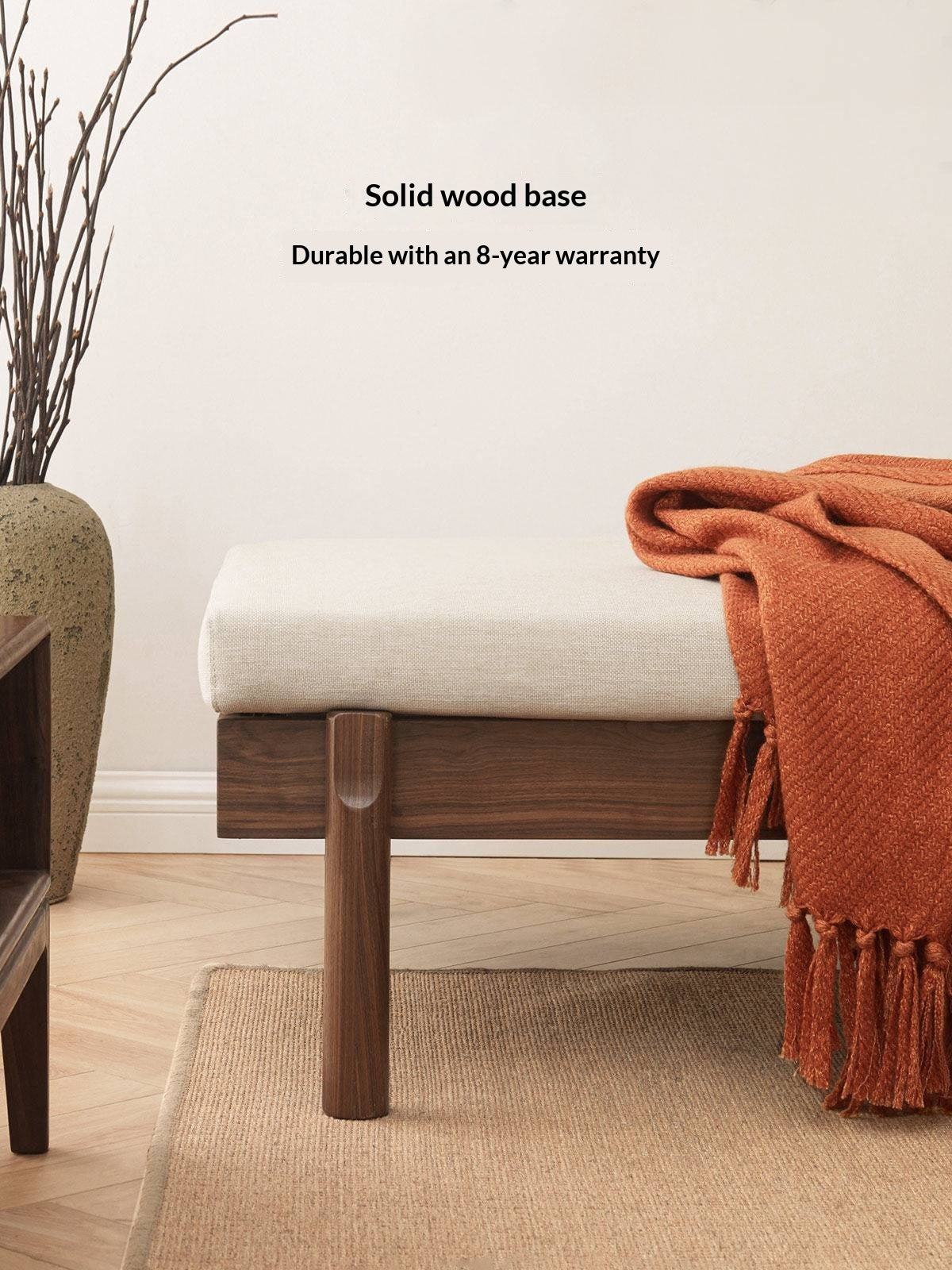 North american black walnut, Ash Solid Wood Single Sleeper Chaise Sofa Bed