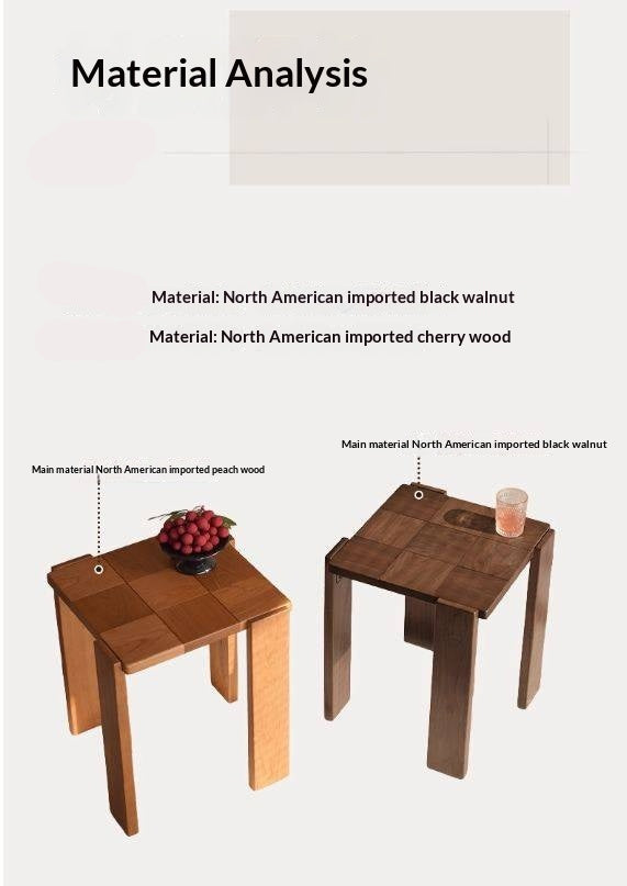 Black Walnut, Cherry Solid Wood Modern Square Side Table