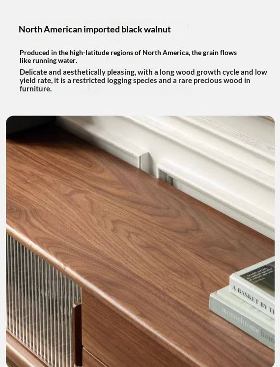 Black Walnut, Rubber, South American walnut Solid Wood Modern TV Cabinet.