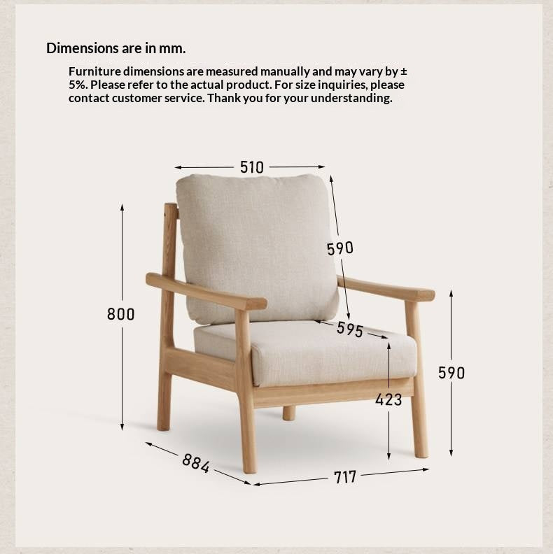 Ash Solid Wood Fabric Leisure Sofa Chair