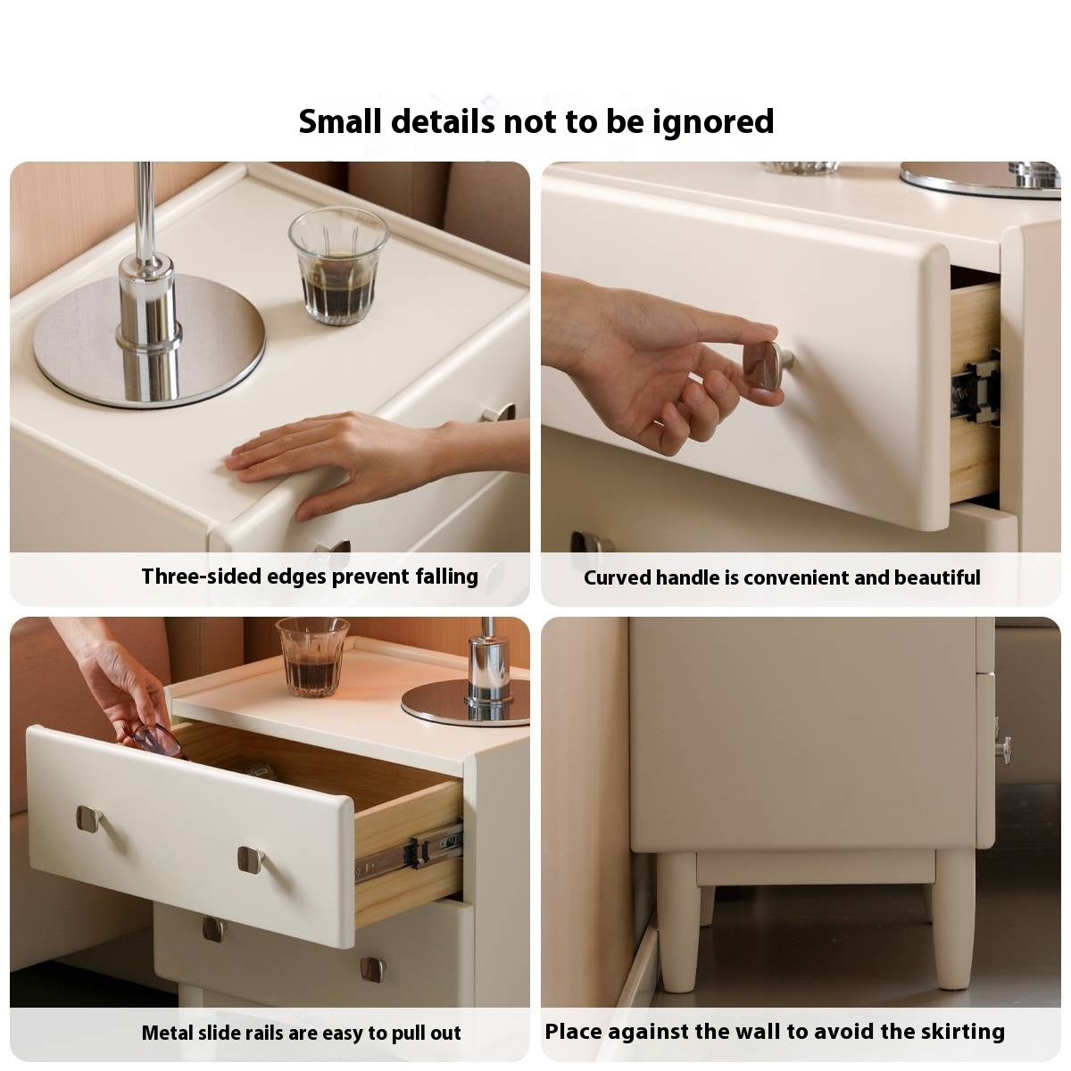 Solid Rubberwood Modern Nightstand