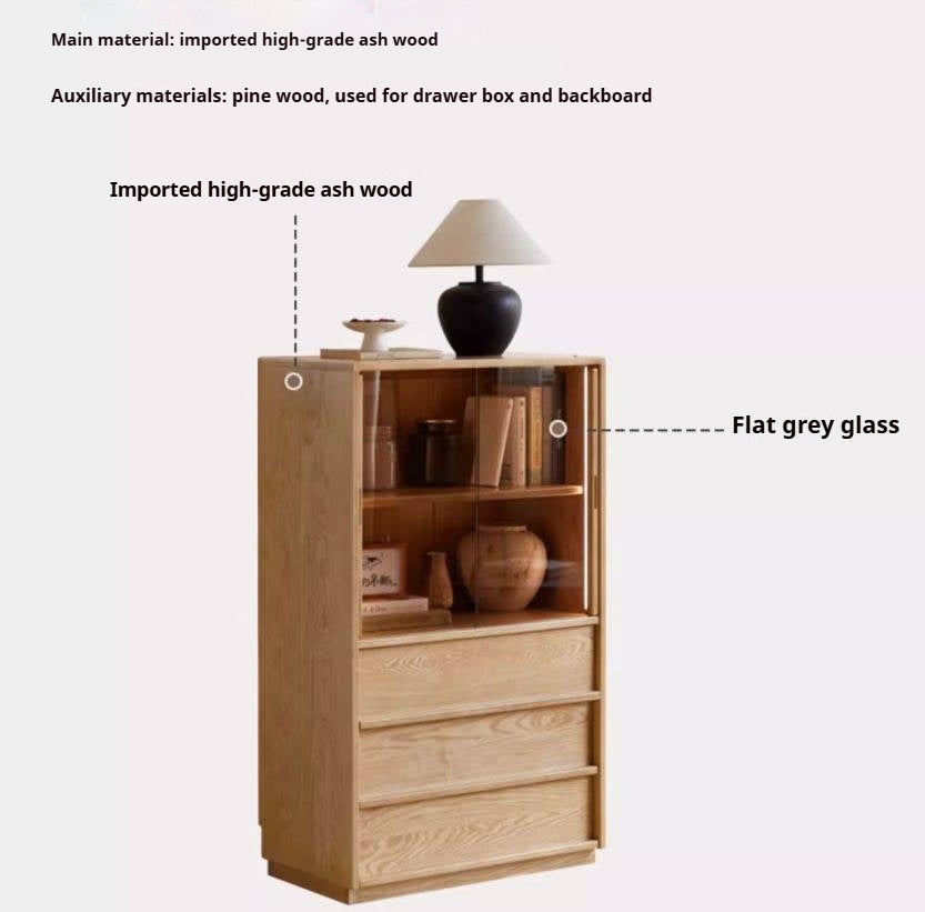 Ash Solid Wood Edge Cabinet Wabi Sabi Style.