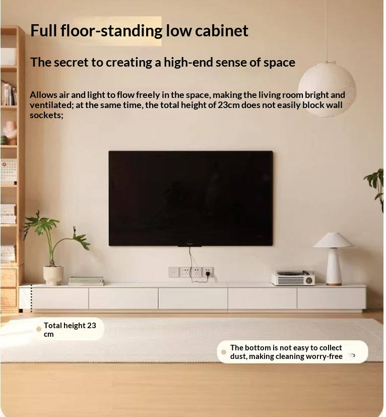 Solid RubberWood Floor Rock Plate TV Cabinet.