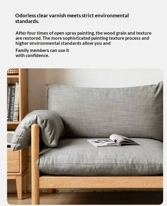 Oak Solid Wood Modern Fabric Sofa