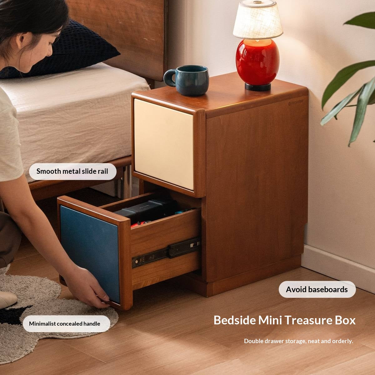 Poplar Solid Wood Nightstand Bauhaus Style