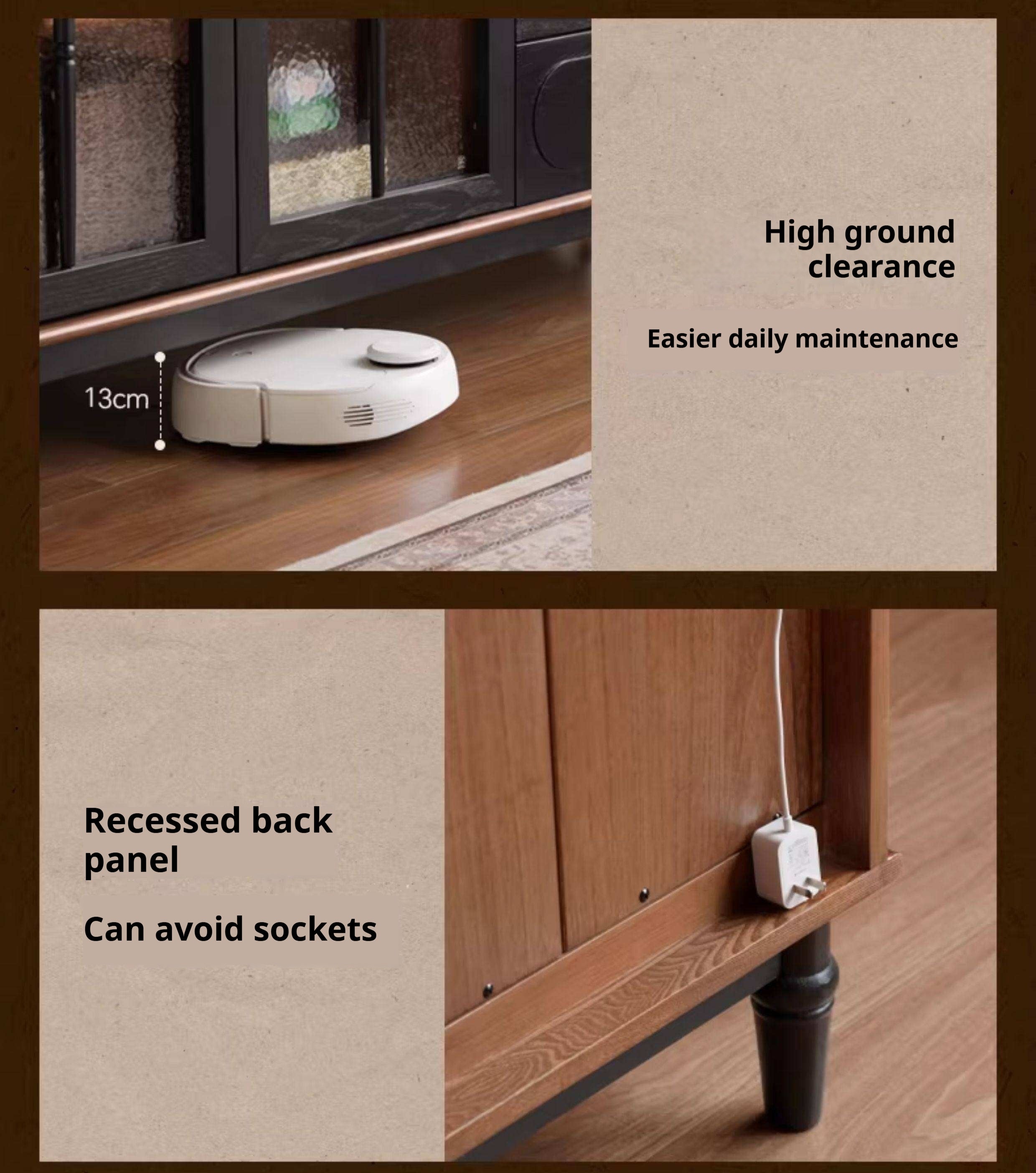 Ash Solid Wood Sideboard with American Retro Style and Storage Cabinet