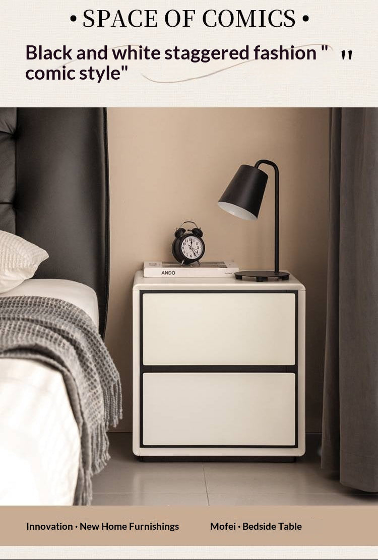 Solid Rubberwood Modern Minimalist Nightstand