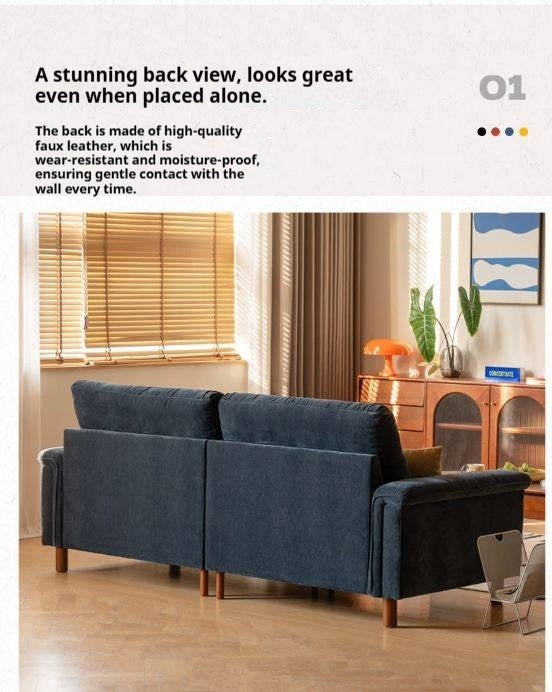 Retro High-Back Chenille Sofa
