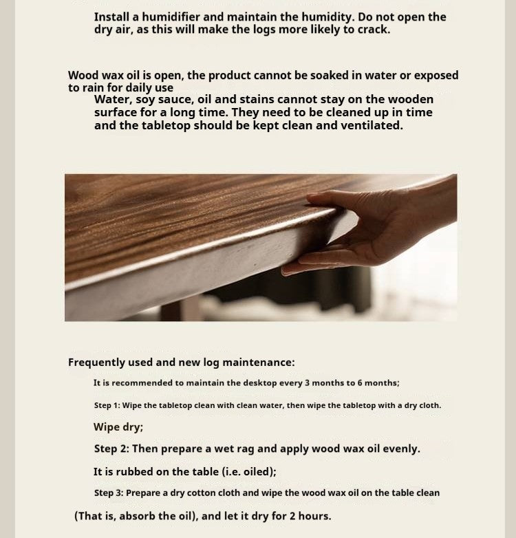 Black Walnut, Sandalwood Solid Wood Wabi Sabi Style Large Board Dining Table