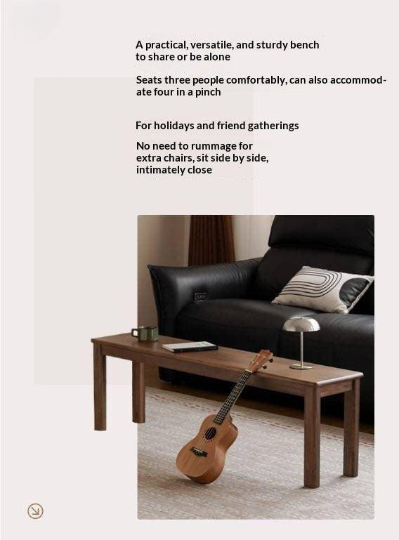 Black Walnut, Oak, Sandalwood, Ash, Solid Rubberwood Nordic Long Bench