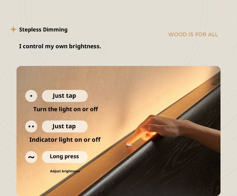 Ash Solid Wood Luminous Bed Modern Minimalist