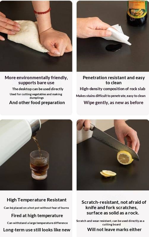 Oak Solid Wood Modern Minimalist Rock Plate Dining Table