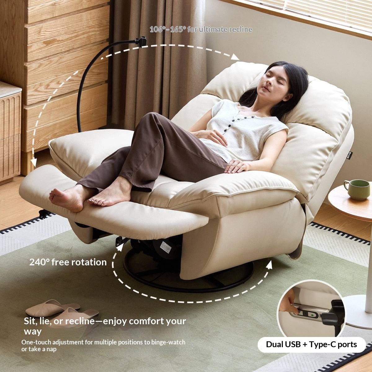 Recliner Modern Casual Single Chair 240° rotation