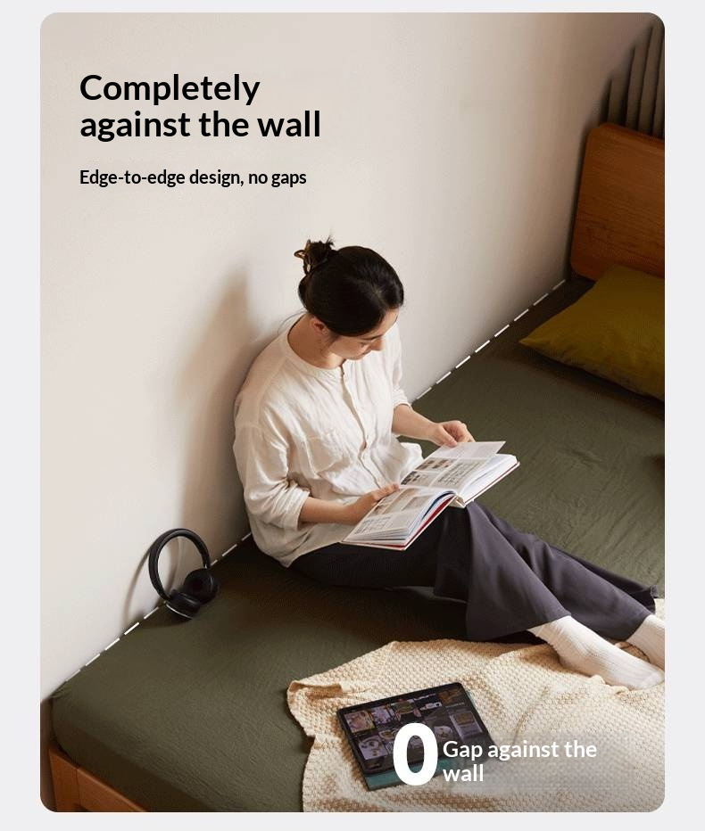 Poplar Solid Wood Bed — Retro Edge Vintage Slab Bed