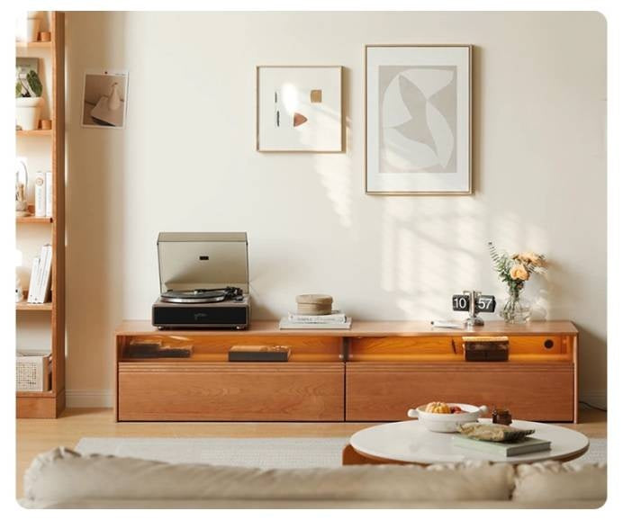 Cherry Solid Wood Floor TV Cabinet