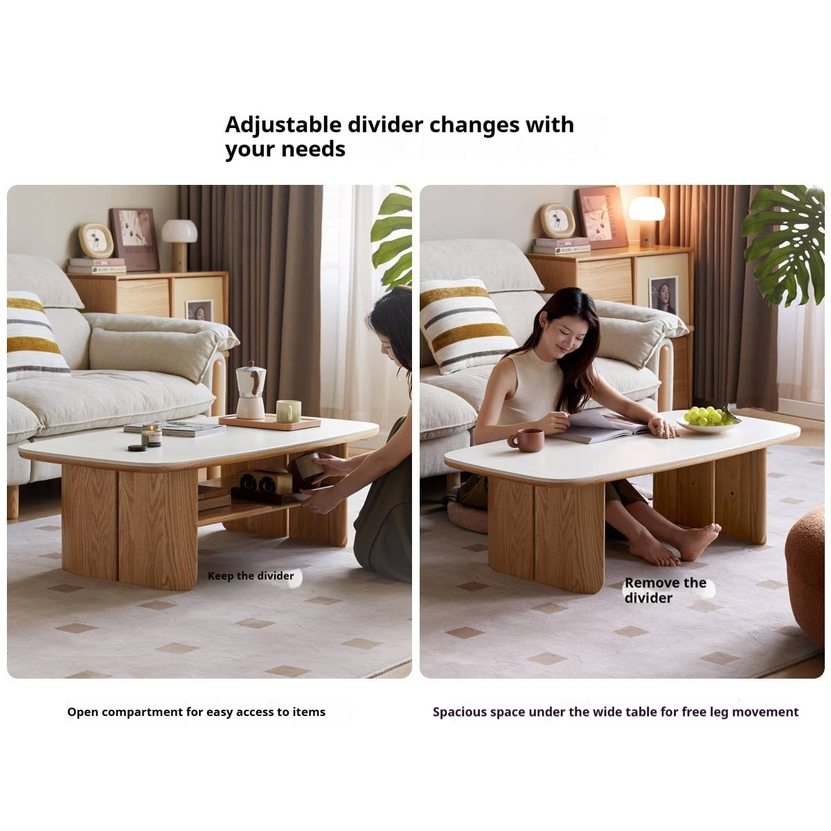 Oak Solid Wood Modern Slab Coffee Table