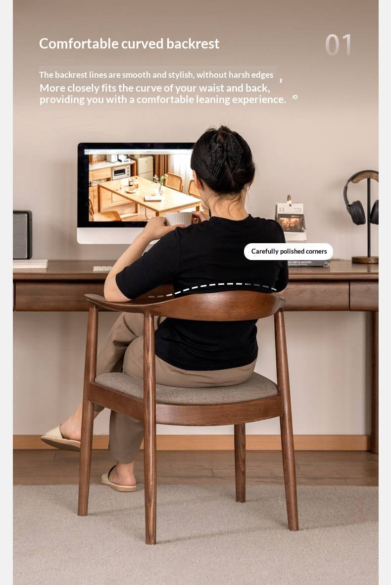 Ash Solid Wood Nordic Style Presidential Chair