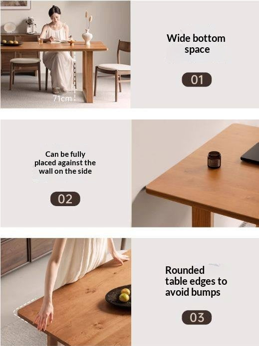 White Oak Solid Wood Antique Rectangular Dining Table