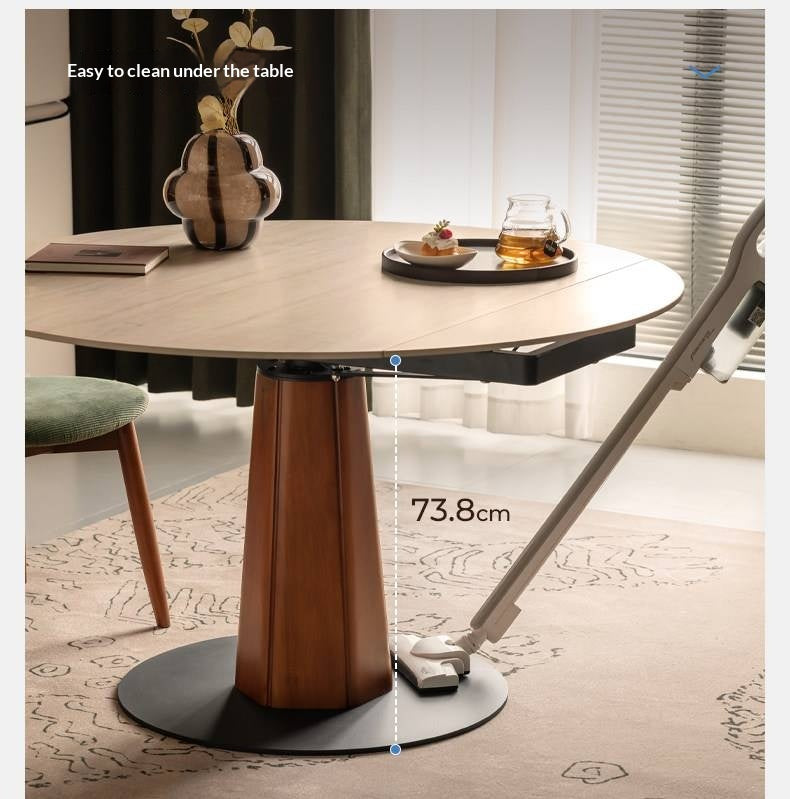 Tulipwood Solid Wood Rock Plate Round Table with Folding Feature
