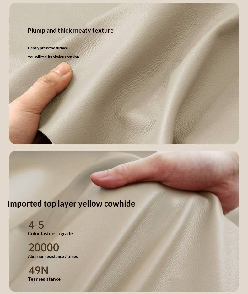 Oak Solid Wood Bed — Modern Minimalist, Genuine Leather Upholstered, Floating Design with Light