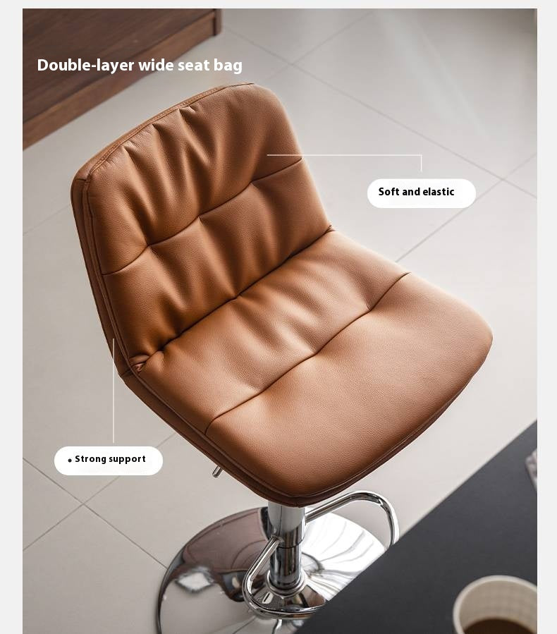 Leather High Backrest Rotating Bar Chair.