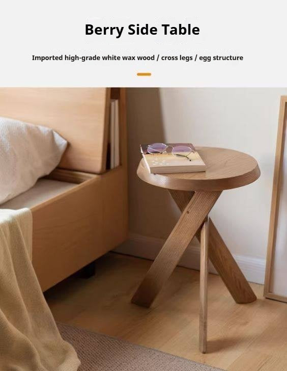 Ash Solid Wood White Wax Wood Side Table