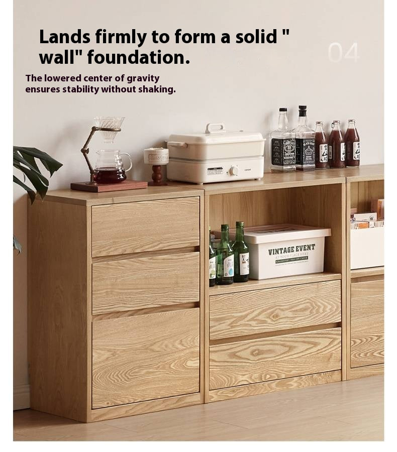 Ash Solid Wood Bookcase Storage Cabinet
