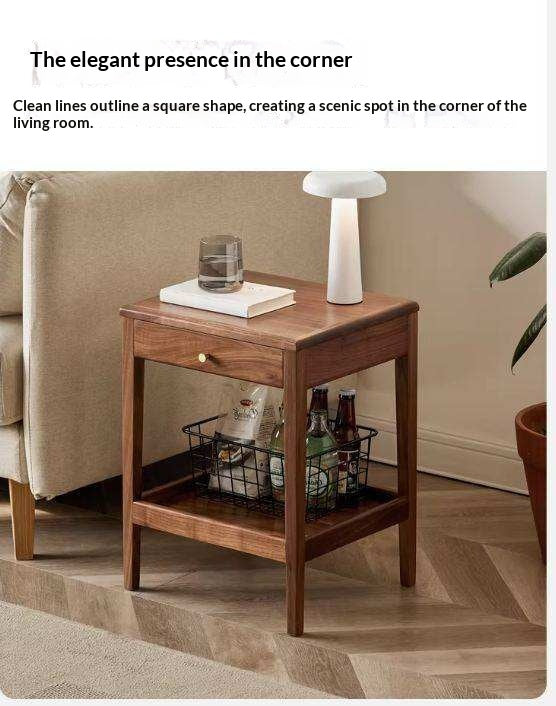 Black Walnut Solid Wood Narrow Nightstand
