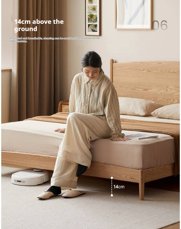 Oak Solid Wood Modern Simple Large Bed