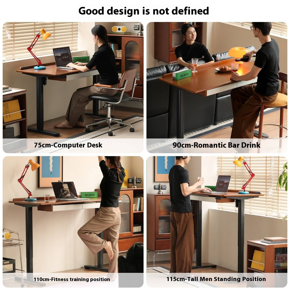 Poplar Solid Wood Antique Style Office Desk With Electric Lift