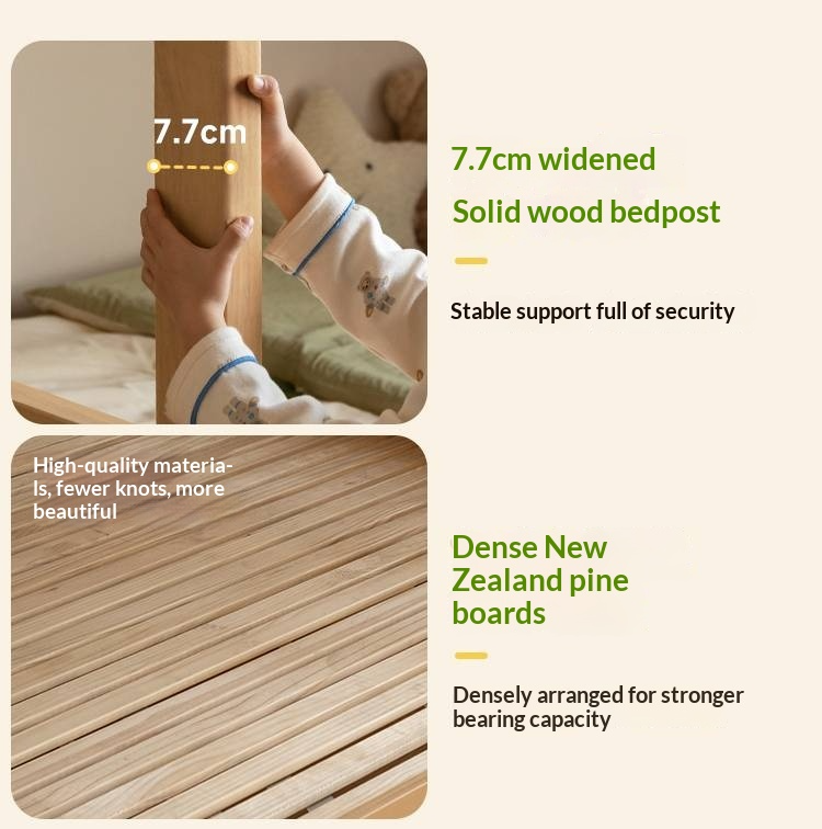 Rubberwood Solid Wood Children's Bunk Bed