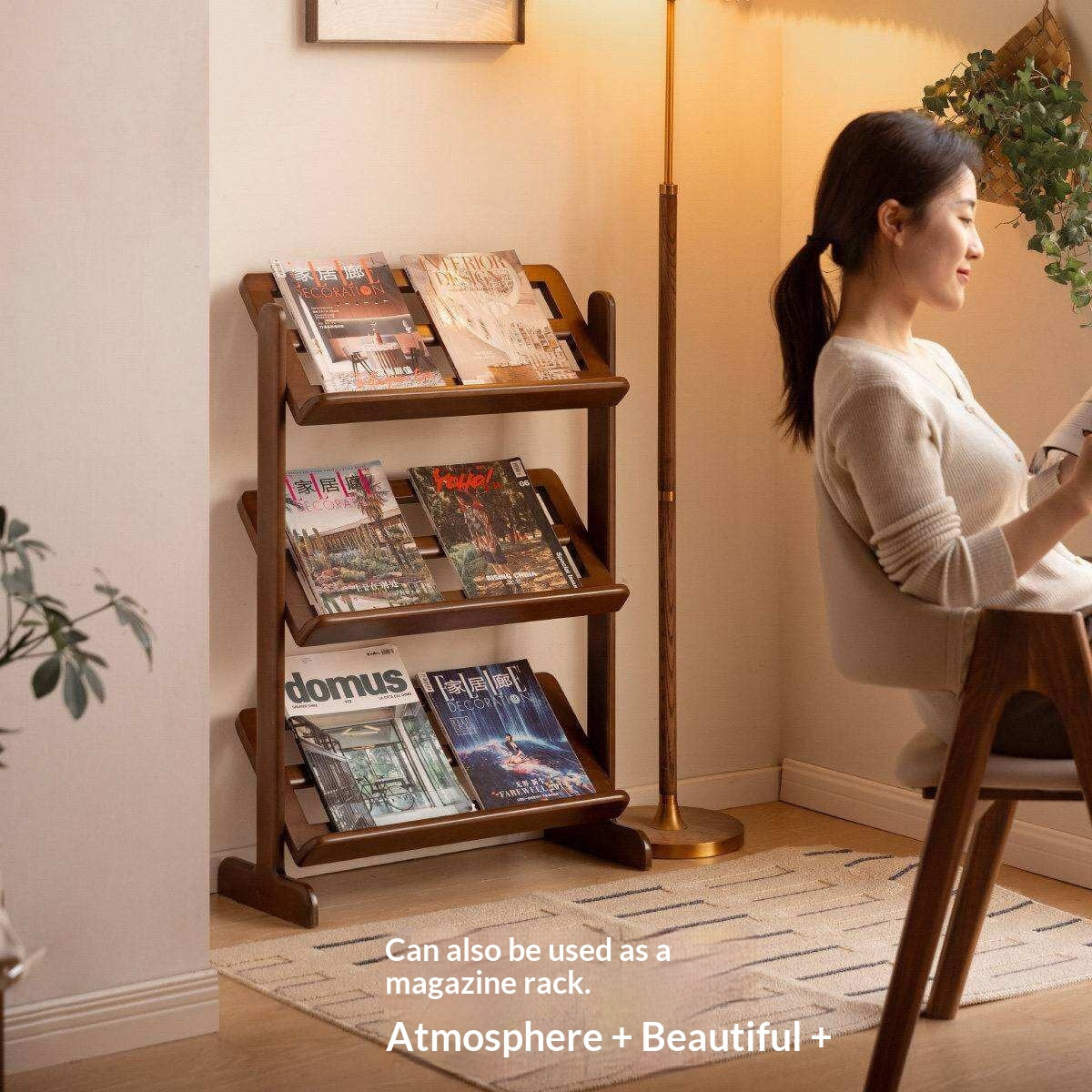 Beech Solid Wood Slim Shoe Rack with Tiered Shelves