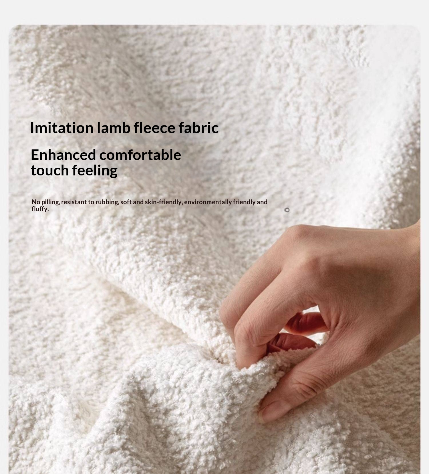 Poplar Solid Wood Bed — Upholstered with Fabric, Creamy Lambswool Soft Backrest