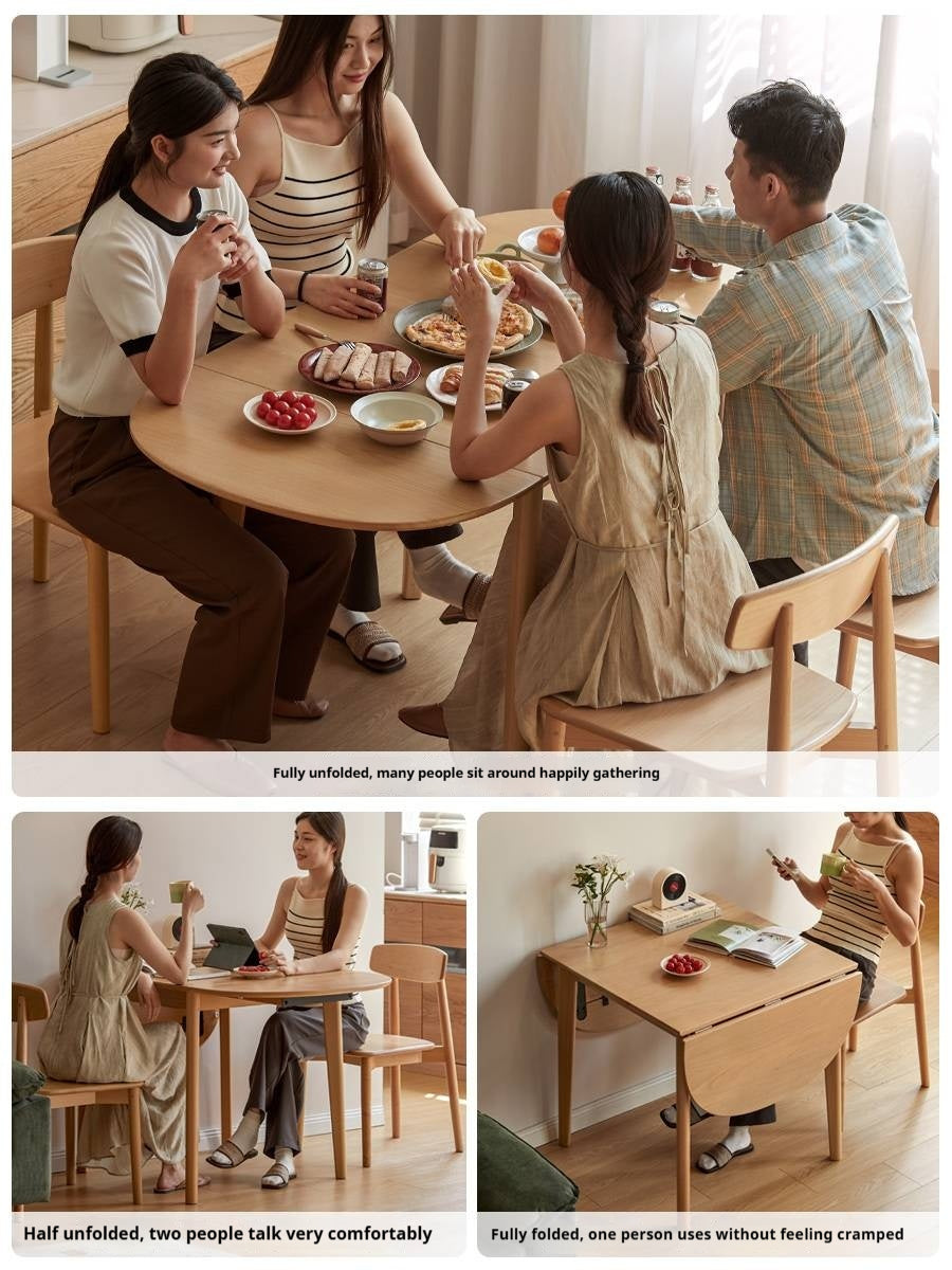 Beech Solid Wood Folding Dining Table