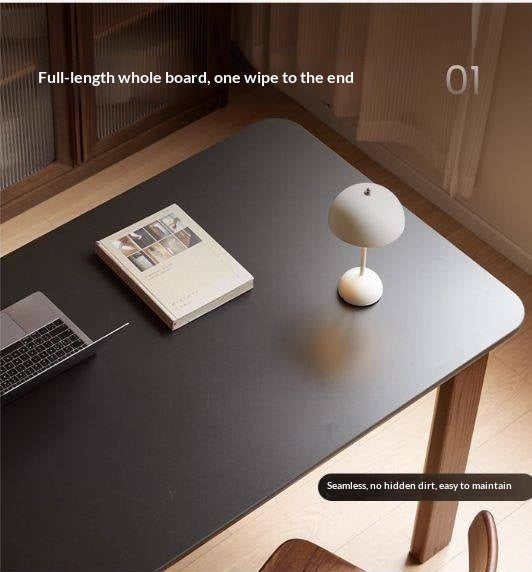 Oak Solid Wood Restaurant Light Luxury Style Rock Slab Long Table