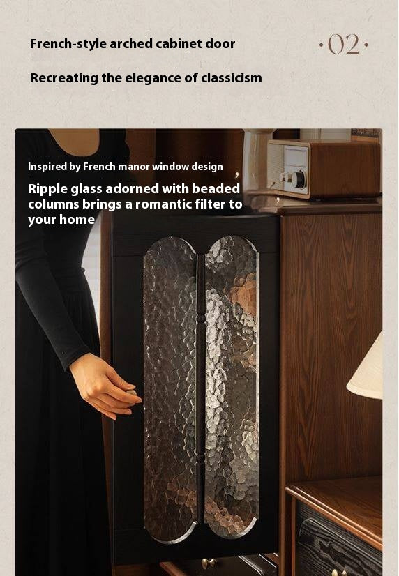 Ash Solid Wood French Retro Side Cabinet.