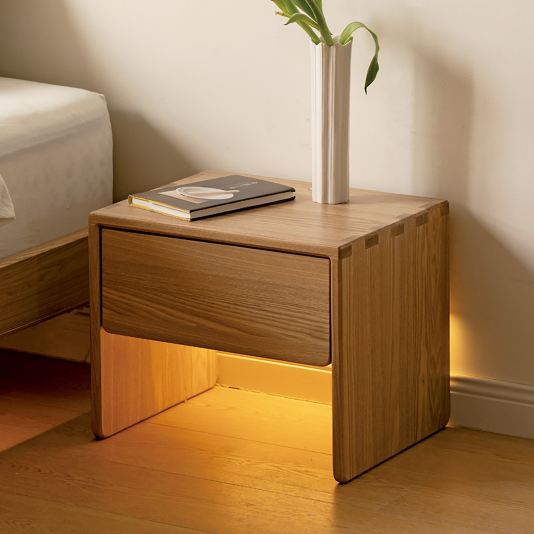 Ash Solid Wood Smart Modern Nightstand
