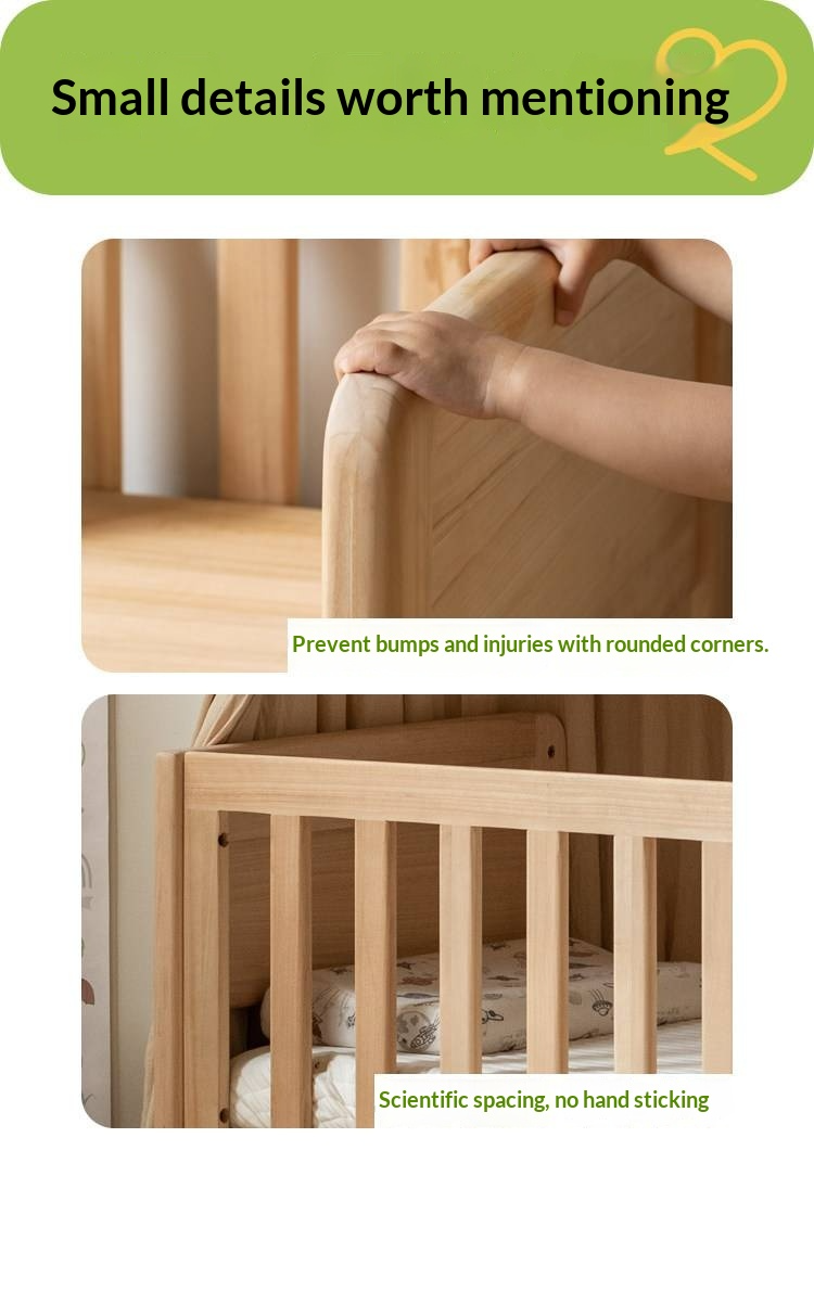Poplar, Beech Solid Wood Children's Bed with Convertible Desk and Guardrail