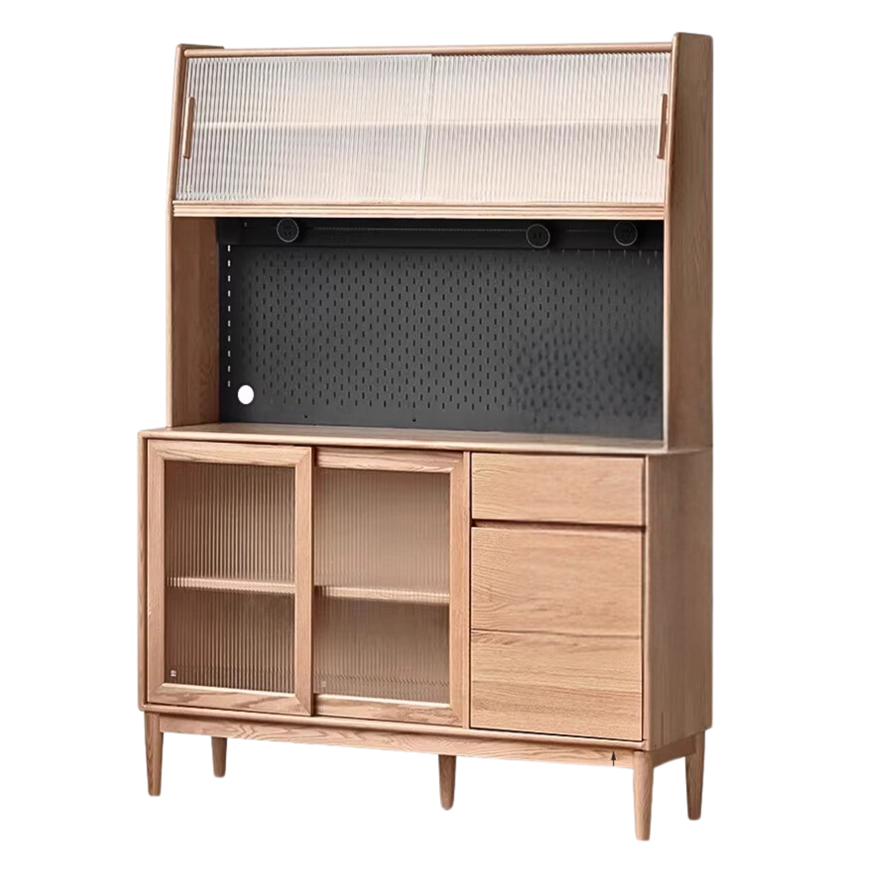 Oak Solid Wood Modern Dining Sideboard Against The Wall