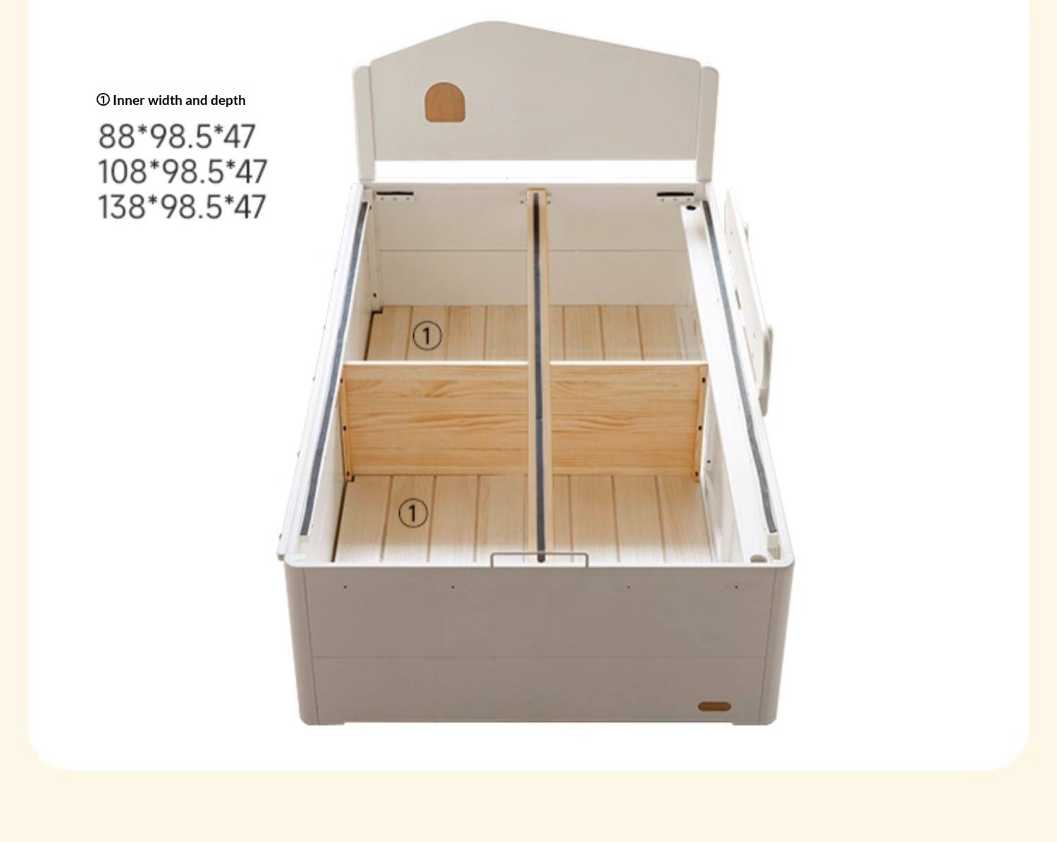 Rubberwood Solid Wood Children's White Storage Box Bed