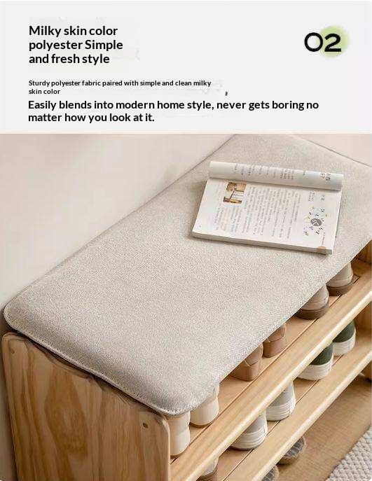 Pine Solid Wood Shoe Bench Multi-layer Log Shoe Rack