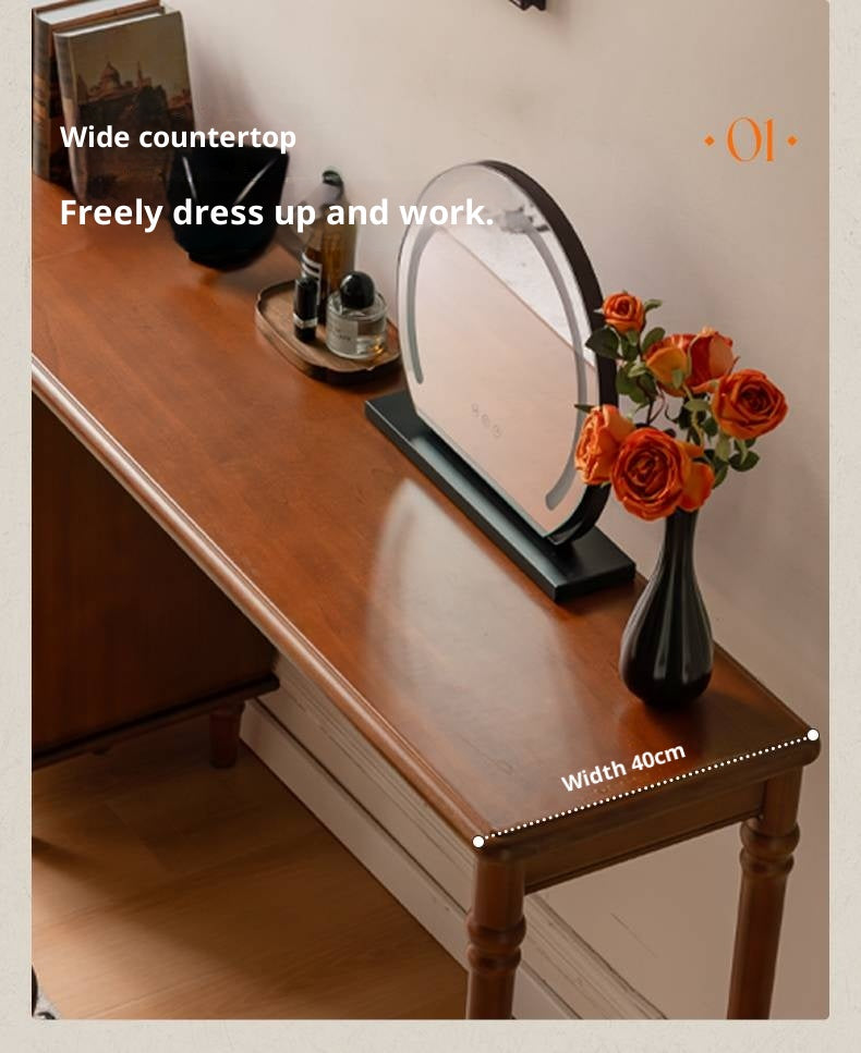 Poplar Solid Wood French Retro Style Dressing Table