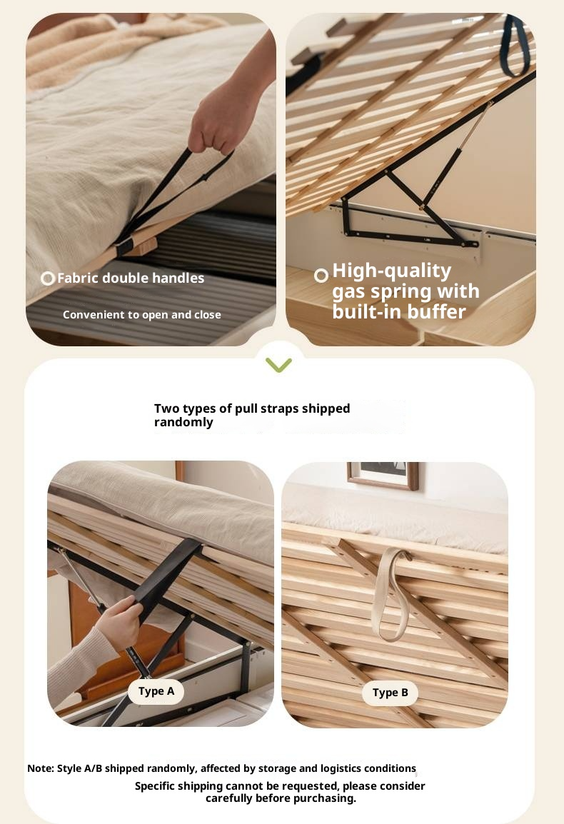 Rubberwood Solid Wood Bed Modern Minimalist Box Bed White Cream Style