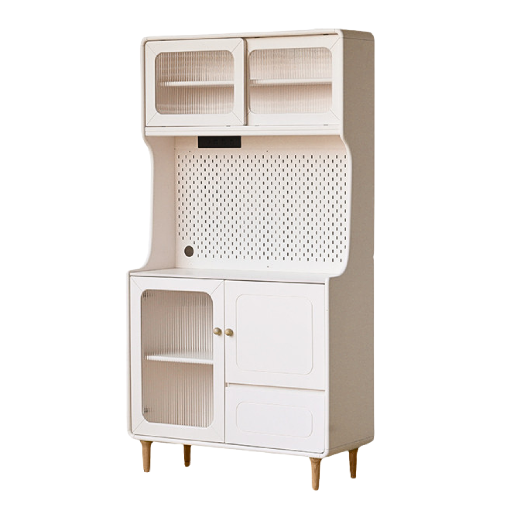Solid RubberWood Rock Board Cream Style Dining Sideboard