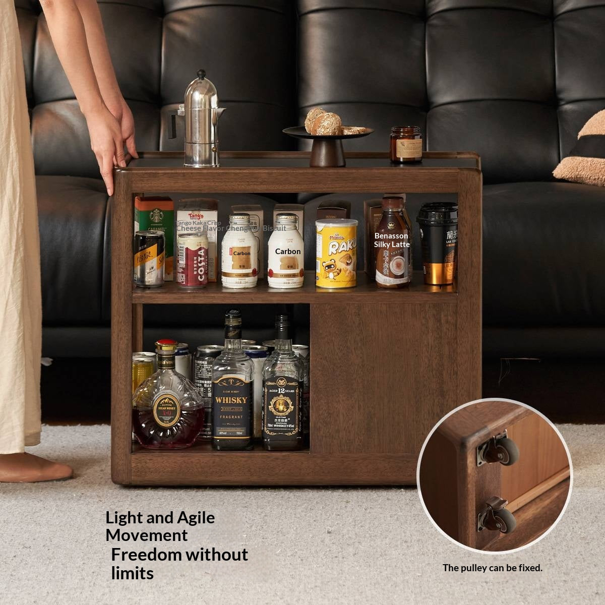 Sandalwood Solid Wood Italian Style Light Luxury Rock Board Side Table